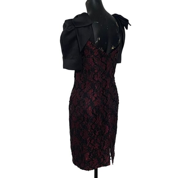 Vintage Late Edition Sequins Evening Dress Burgundy Black Size 14 - Picture 4 of 8